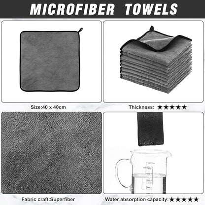 Tallew 40 Pcs Microfiber Towels 16 Inch x 16 Inch Microfiber Cloth Car Drying Towels for Cars Washing Polishing Office Windows Cleaning Household Supplies (Gray)