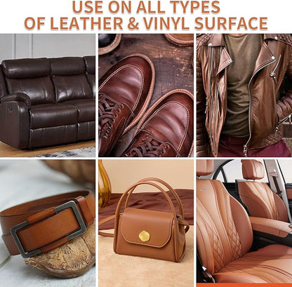 Leather Recoloring Balm Color Restorer for Couches,Dye Paint Fade Scratch Repair for Leather Car Seats Furniture Shoes Boots Purse Jacket Belt Gloves (Red)