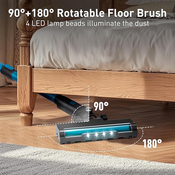 Deepvac 250W 25KPa Suction Cordless Vacuum Cleaner, 6-in-1 Lightweight Stick Vacuum with LED Display, 45 Mins Runtime for Hard Floor, Carpet, Pet Hair, Car Cleaning
