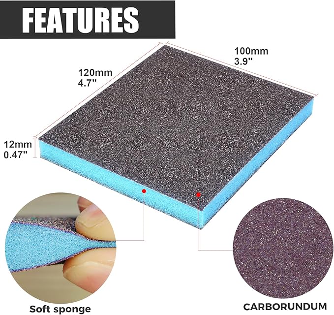 18pcs Sanding Sponge 320 grit Soft Sanding Block Washable and Reusable, Double-Sided Sponge Sanding Blocks Wet Dry Sandpaper Pad for Wood Metal FurniturePaint