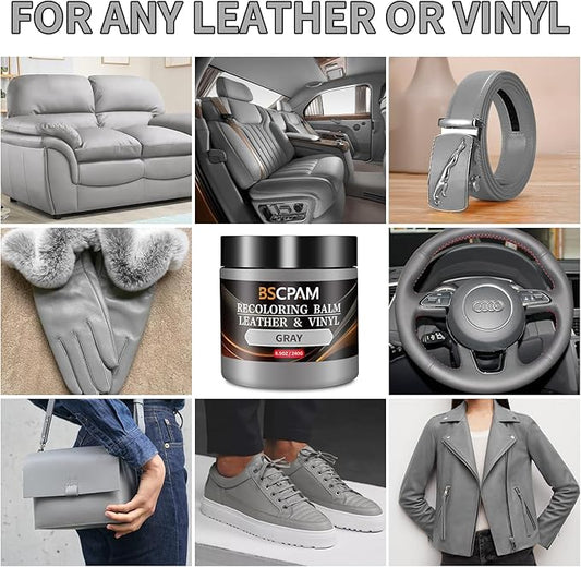 BSCPAM Gray Leather Recoloring Balm with 100ml Mink Oil,Leather Couch Scratch Remover,Leather Repair kit for Vinyl Furniture and Car Interior,Leather Dye Paint,Mink Oil for Leather