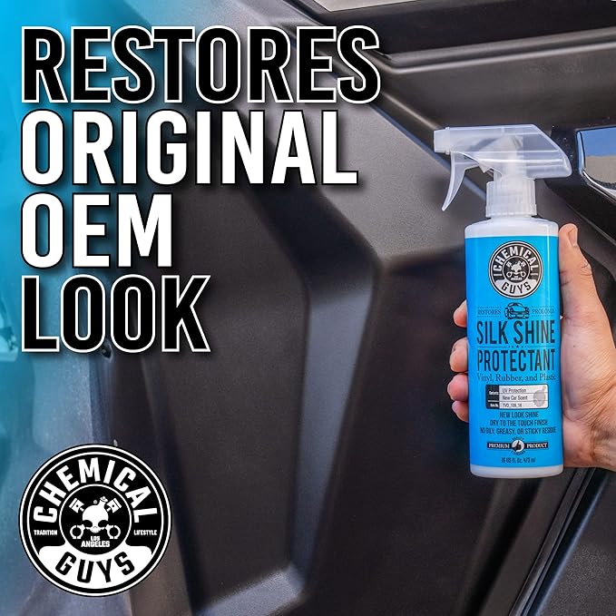 Chemical Guys Silk Shine Tire and Trim Dressing and Protectant – Non-Greasy Vinyl, Plastic & Rubber Spray, Plastic Restorer for Cars – Restores Shine for Cars, Trucks, Motorcycles, RVs, 128 oz