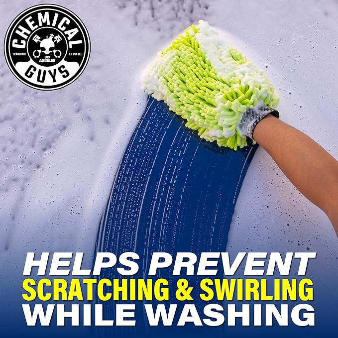 Chemical Guys MIC49302 Chenille Premium Scratch-Free Microfiber Wash Mitt, Lime Green, 9.6" x 2.3" x 7" (Pack of 24)