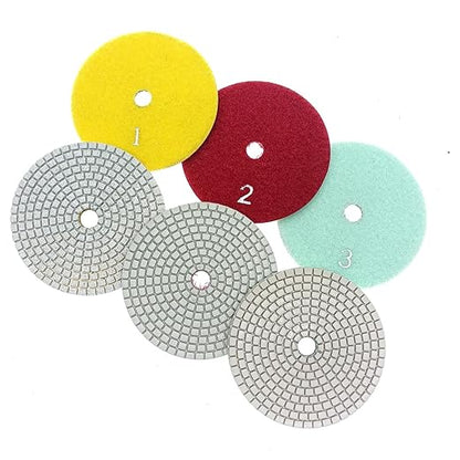 ComeFloor 4 Inch Wet/Dry 3 Step Diamond Polishing Pads for Granite Marble Concrete Stone, Step 1-3 Hook and Loop Backing