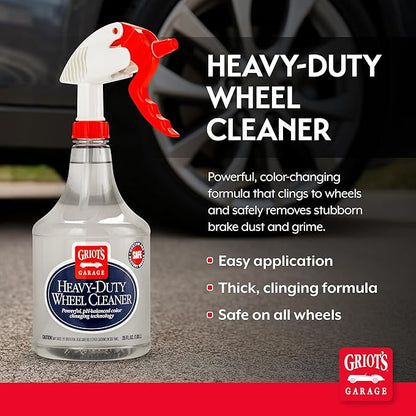 Griot's Garage Heavy-Duty Wheel Cleaner for All Wheel Finishes, Breaks Down and Removes Stubborn Brake Dust and Grime, PH Balanced, Non-Acidic, 11026, 35oz
