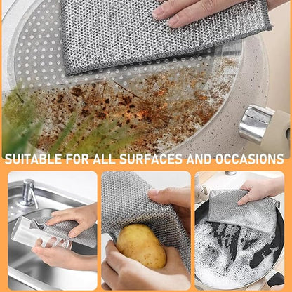 Sunyuneey Non-Scratch Metal Wire Dishcloth, Quick Cleaning Without Leaving Marks, Easily removes Stubborn Stains, Suitable for Various Surfaces, Metal Wire Dishcloth Cleaning Power (10)
