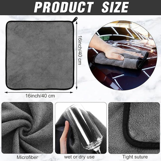 Tallew 80 Pcs Microfiber Towels 16 Inch x 16 Inch Microfiber Cloth Car Drying Towels for Cars Washing Polishing Office Windows Cleaning Household Supplies (Gray)