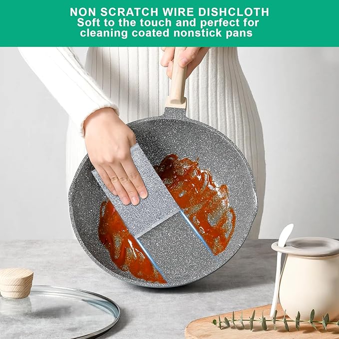 BTIFU 6 Pcs New Upgrade Steel Wire Dishcloth,Multipurpose Reusable Non Scratch Wire Dishcloth,Metal Dish Cloth Wet and Dry,for Kitchen Cleaning,Sinks, Dishes,Stove Top