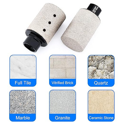 Diamond Coated Finger Bit, 1-3/8" Tile Milling Bit to Enlarge Polish Shape Holes on Porcelain Ceramic Marble Granite Tile Countertop, with 5/8-11 Thread to 3/8" Hex Shank Adapter, Diameter 35mm