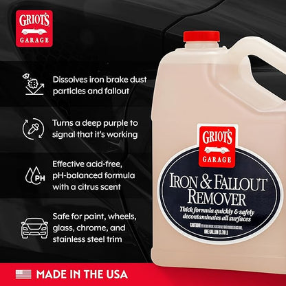 Griot's Garage Iron and Fallout Remover for Car Detailing and Cleaning, Removes Rust, Embedded Debris, and Fallout from Multiple Exterior Surfaces 10949, One Gallon