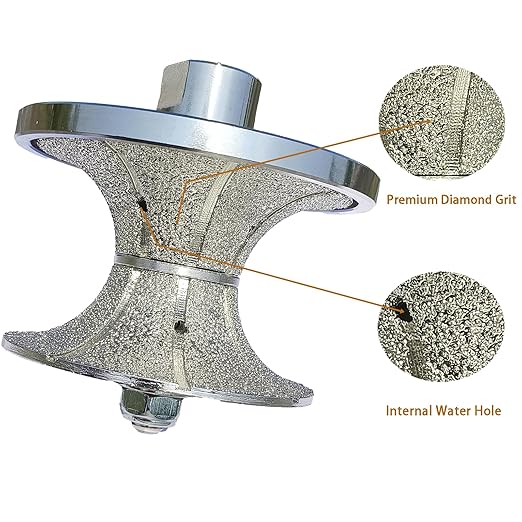 VANEPIC V50 2 inch Diamond Full Bullnose Profile Wheel Diamond Hand Profiler Router Bit Wheel Vacuum Brazed with 5/8-11 Thread for Grinder Polisher Granite Marble Concrete and Countertop Edge Shaping