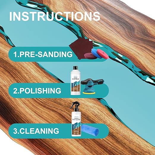 Resin Polishing Kit,32oz Kit of Resin Polish (16oz) & Epoxy Cleaner (16oz), Premium Epoxy Polishing Kit, Polishing Compound for Table Countertop, Removes Scratches & Scuffs
