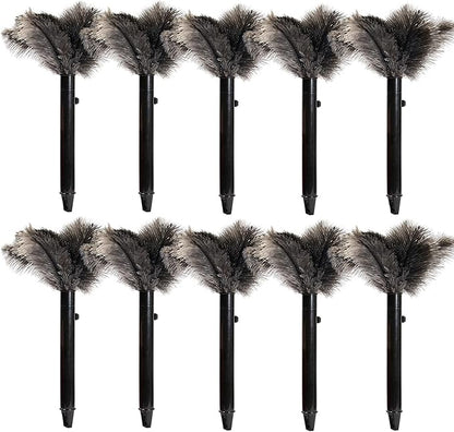 Retractable Ostrich Feather Duster for Cleaning, 15 Inch Fluffy and Natural Feather Duster with Retractable Handle， Reusable Eco-Friendly Handheld Cleaning Supplies (10 pcs)