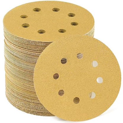LotFancy 100 PCS 60 Grit Sanding Discs, 5 Inch 8 Hole Aluminum Oxide Orbital Sander Sandpaper for Stripping Paint, Sand Paper for Wood, Plastic, Rust Removal, Random Orbital Sander Pads
