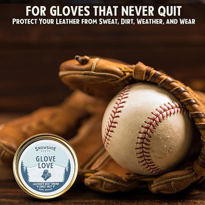 Snowshoe Glove Love, Made in USA Since 1927 - Protect, Condition, Restore & Waterproof - Multipurpose Baseball Glove Conditioner - for Softball Gloves, Leather Work Gloves & More (4 oz)
