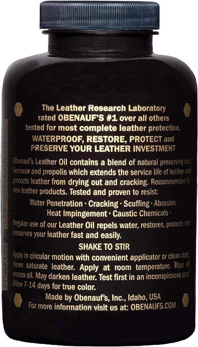 Obenauf's Leather Oil - Leather Conditioner (8oz) - Restore and Protect Leather Boots, Jackets, Purses as Well as Car Leather, Leather Furniture and Much More - Made in The USA (with Applicator)
