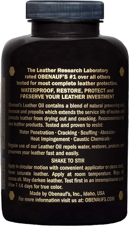 Obenauf's Leather Oil - Leather Conditioner (8oz) - Restore and Protect Leather Boots, Jackets, Purses as Well as Car Leather, Leather Furniture and Much More - Made in The USA (with Applicator)