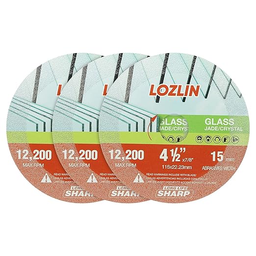 LOZLIN 3-Pack 4.5" Diamond Multi-Purpose Saw Blades - Heavy Duty Angle Grinder Discs for Cutting Marble/Quartz/Stone/Tile/Metal/Plastic (Nano-Diamond, 3)