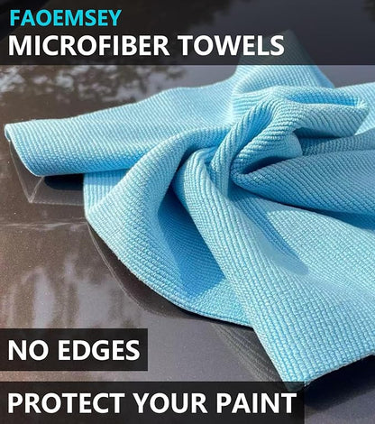 Microfiber Towels,10-Pack,16"x16",420GSM Edgeless,Soft Absorbent,Scratch-Free,Lint-Free,Professional Car Detailing Cloths,Home Cleaning Rays,Sky Blue