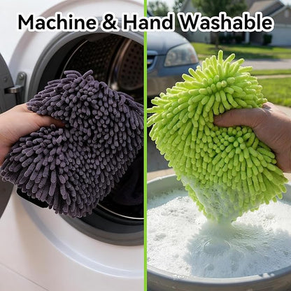 SZTCECDM 2Pack Car Wash Mitt, 8"×12" Fiber Microfiber Mitt Car Wash Brush for Scratch, Safe on Painted Surfaces, Glass & Plastic, Cars Cleaning Kit Essential, Green