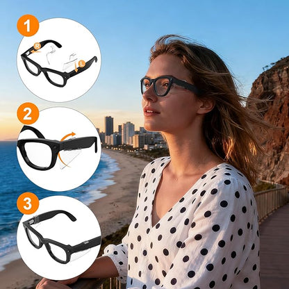 HiBloks Safety Glasses Side Shields for Ray-Ban Meta Wayfarer/Skyler/Headliner & Oakley Meta HSTN Smart Glasses Accessories, Durable & Anti-Slide, Lightweight Comfort Fit for Secure Wear (Transparent)