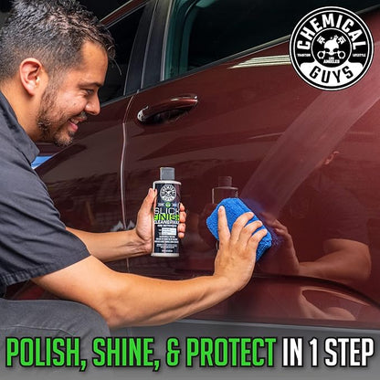 Chemical Guys WAC20616 Slick Finish Cleaner Wax Light Paint Cleanser & Brilliant Shine Carnauba Wax, 16 fl oz