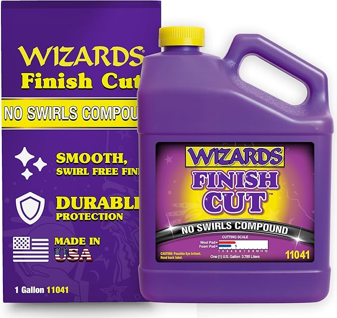Wizards Finish Cut Compound - Levels Scratches and Brightens Dull Finishes with Smooth Show Finish - Non-Greasy and Water Based with Easy Clean-Up - Marine Compound and Finishing Material - 1 Gallon