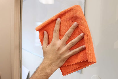 Arkwright SmartEdge Microfiber Cleaning Cloths - (Pack of 12) Thick Edge Less Dish Drying Towel for Car, Polishing, Washing, and Auto Detailing, 16 x 16 in, Orange