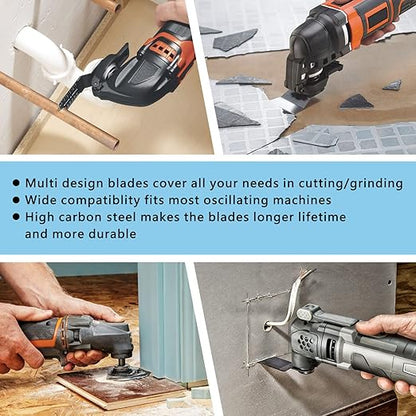 OTUCO 154 Pack Oscillating Saw Blades, Wood Metal Cutting Multitool Bi-Metal Blades Quick Release Tool Blades Kits Fit for Dewalt, Makita, Ryobi, Rockwell with Sanding Paper
