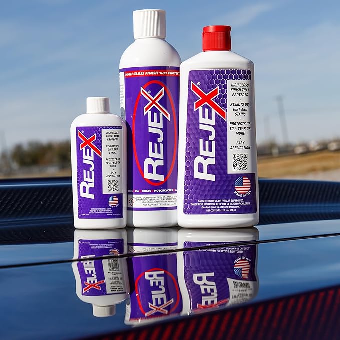 RejeX High Gloss Finish That Protects, Long-Lasting Polymer Coating for Cars, Trucks, Boats, RVs, Motorcycles, Aircraft, Glass, Painted Metal, Fiberglass, Acrylic, Gel Coat & Plastic Surface, 4 Fl Oz