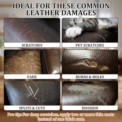 SIHOOPE Car Leather Repair Kit for Furniture, Vinyl Repair Kit for Car Interiors Seat, Leather Filler, Fixes Tears, Holes, Scratches and Peeling, Restores Faux, Artificial, and Genuine Leather (Brown)