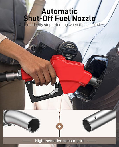 Automatic Fuel Nozzle, Auto Shut-Off Fuel Nozzle, High Spout Car Fuel Filling Nozzle Used for Diesel Petrol Gasoline Kerosene (1pack Red, 1'' NPT)