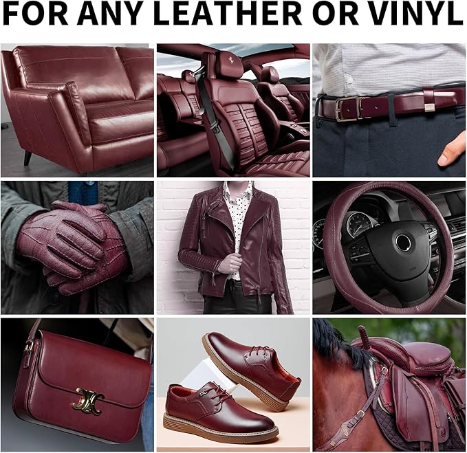 8.5 OZ Leather Recoloring Balm with 100ML Leather Conditioner - Maroon Leather Repair Kit for Furniture, Leather Dye, Recolor, Renew, Repair & Restore Aged, Faded, Cracked, Peeling and Scuffed Leather