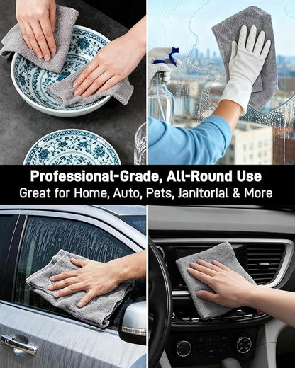XINDELL Microfiber Cleaning Cloth Roll – 150 Pack 12"x12", Tear-Off Microfiber Towels, Lint-Free, Ultra Absorbent Car Detailing & Cleaning Cloths – Grey