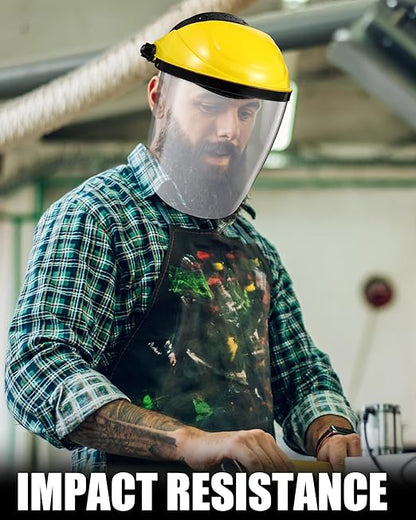 Tellegloww 8 Pack Safety Face Shield for Grinding and Cutting, Full Impact Resistant Face Shield Mask for Work Chemical Woodworking (Yellow)