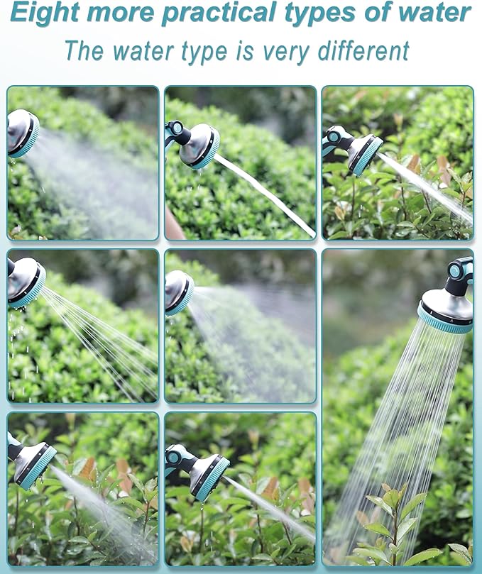 Garden Hose Nozzle, Heavy Duty Water Hose Sprayer Nozzle with 3.5" Ultra-Wide Spray, 8 Adjustable Modes - Ergonomic Thumb Control, Anti-Slip Grip for Watering, Cleaning, Pets, Car Washing