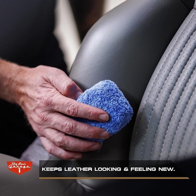 Jay Leno's Garage Car Leather Conditioner and Auto Leather Care - Professional Leather Conditioner for Car Seats, Nourishes Protects & Restores, Lanolin & Beeswax Formula, Non-Greasy Finish (16 oz)