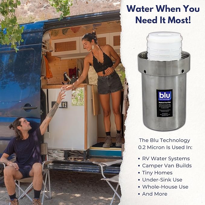 GoBluTech Trio RV Water Filter Recharge Pack for R3 & AR3-2.5” x 5” for RV Water Filter System, 0.2 Micron High Flow, Granular Activated Carbon “Tasty”, and Sediment “Longevity” - US Veteran Owned