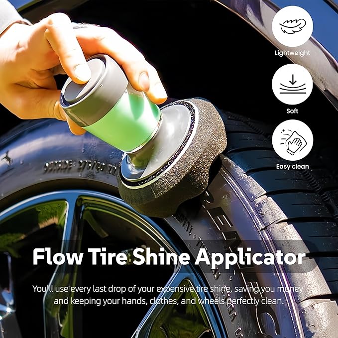 Flow Tire Shine Applicator,Reusable Car & Truck Tire Dressing Applicator,Works with All Tire Shine & Gels,Professional Car Detailing Tool