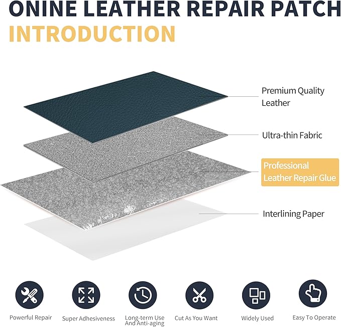 ONine Leather Repair Patch，Leather Repair Tape, 3 x 60 inches Leather Repair Patch for Furniture,Vinyl Repair kit，Leather Couch Patch，for Sofas, Furniture(Turquoise Blue-Litchi Grain)