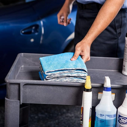 Detail Microfiber Car Towels Bulk (16"x 24") | 400 GSM | 80/20 Blend | Tagless | Soft Satin Piped Edges | All-Purpose Auto Detailing - Wax, Buff, Polish, Wash, Dry | Case of 108 (Blue)