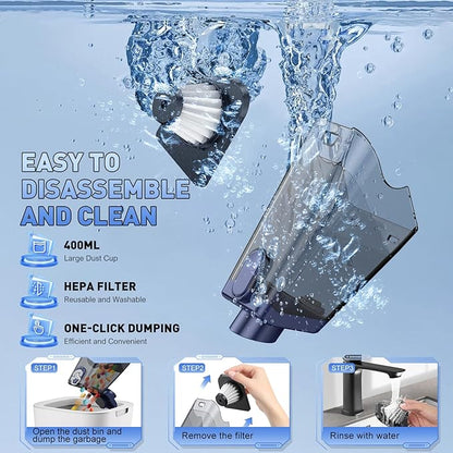 JONYJ Handheld Vacuum Cordless, 16000PA High Power Car Vacuum Cleaner, Portable Hand Held Vacuum Cleaner with LED Light & Multi-Nozzles, Dust Buster Rechargeable for Home, Car, Office, Pet