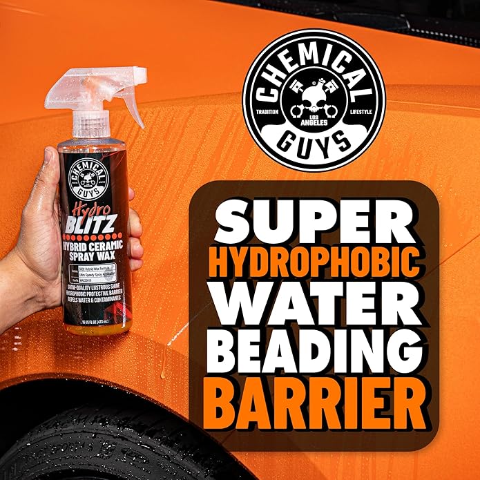 Chemical Guys HydroBlitz Ceramic Spray Wax with Carnauba - Hybrid Car Wax Spray Formula for Cars, Trucks, SUVs and RVs, Boosts Gloss, Protection & Water Beading on Paint, Glass and Wheels, 16 fl oz