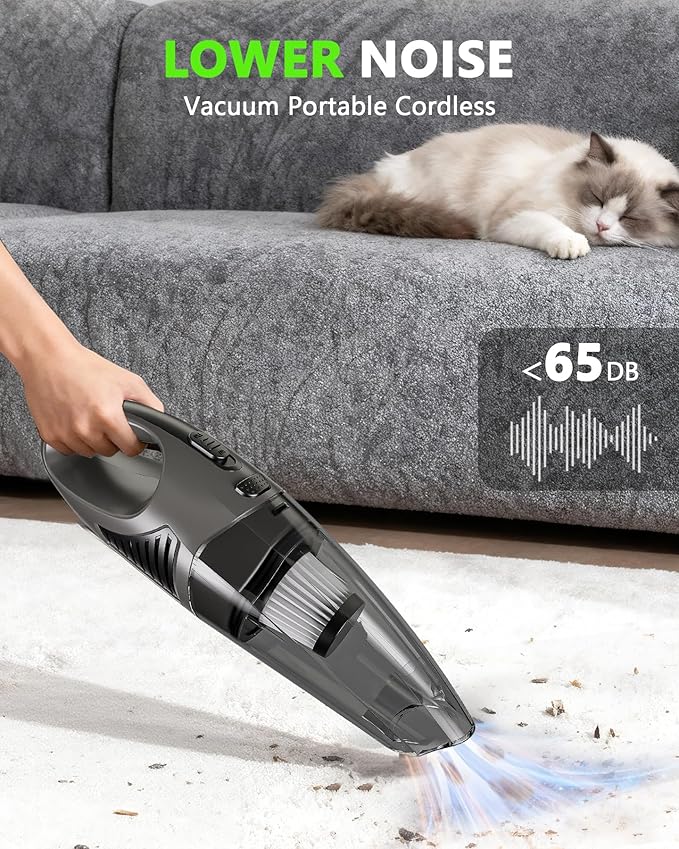 Jeagfen Handheld Vacuum Cordless, 11KPA Strong Suction & 25 Mins Runtime Brushless Motor, Rechargeable Car Vacuum Cleaner with 2 HEPA Filter/Multi-Accessories/Lightweight, for Home/Car/Office Cleaning