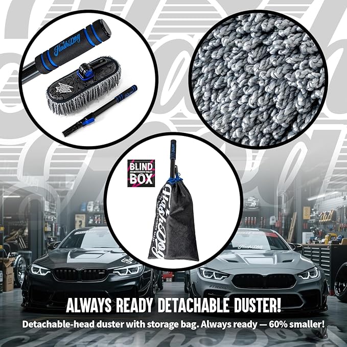 Flash Dog Car Duster Exterior & Interior Scratch Free Kit Microfiber and Telescopic Aluminum Alloy Handle for Cars/SUV/Trucks with Car Duster Interior, Portable Waterless Dust Removal