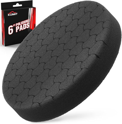 KUIMIT Black Polish Pad, Buffing Polishing Pads, 1Pc 6.5 Inch Face for 6 Inch 150mm Backing Plate Compound Buffing Sponge Pads for Car Buffer Polisher Compounding, Polishing and Waxing