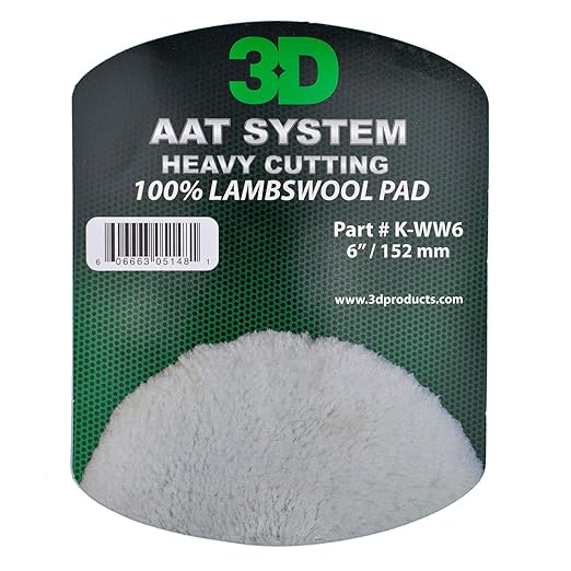 3D 6" White Wool Cutting Pad | Fast Heavy Compound Cuts | Superior Finish for Automotive Paint | 100% Wool for Paint Defect Removal
