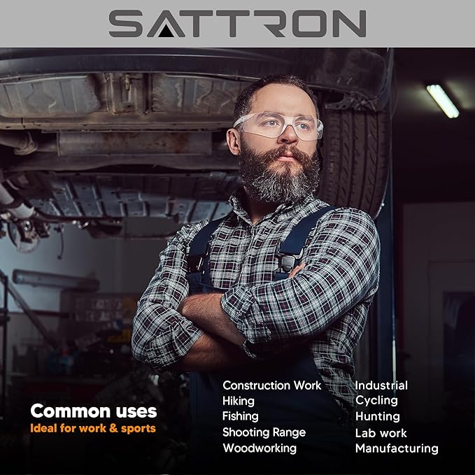SATTRON 48 Pack Clear Safety Glasses, Protective Eyewear for Men Women, UV Protection Safety Goggles ANSI Z87.1 Scratch & Impact Resistant Eye Protection for Construction, Sports, Lab, Shooting