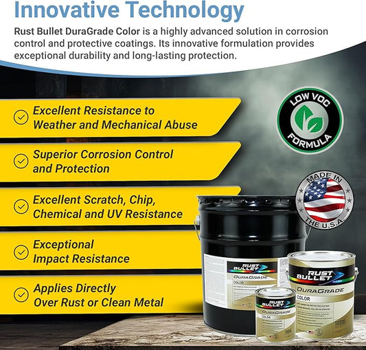 RUST BULLET DuraGrade Color - Yellow - 1 Quart - Advanced Technology Corrossion Control, Rust Inhibitor & Protective Coating, Exceptional Adhesion, UV Resistant