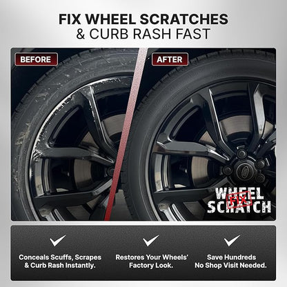 Wheel Scratch Fix® Matte Black Magic Car Scratch Remover Pen - Alloy Wheel Touch Up Paint Pen for Cars, Curb Rash Removal with Fast-Drying & Long-Lasting OEM Finish, Vehicles Rim Repair Paint for Chip (Matte Black (Pen Only))